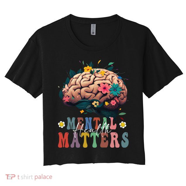 Mental Health Matters Brain Illness Awareness Vintage Groovy Crop Top