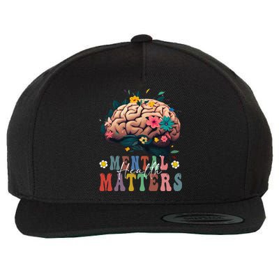 Mental Health Matters Brain Illness Awareness Vintage Groovy Wool Snapback Cap