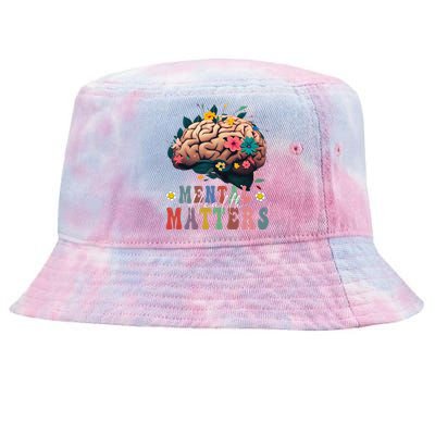 Mental Health Matters Brain Illness Awareness Vintage Groovy Tie-Dyed Bucket Hat