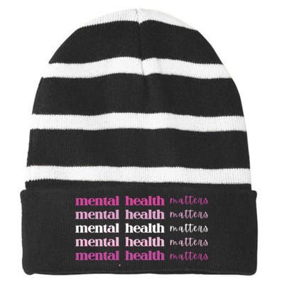 Mental Health Matter Striped Beanie with Solid Band