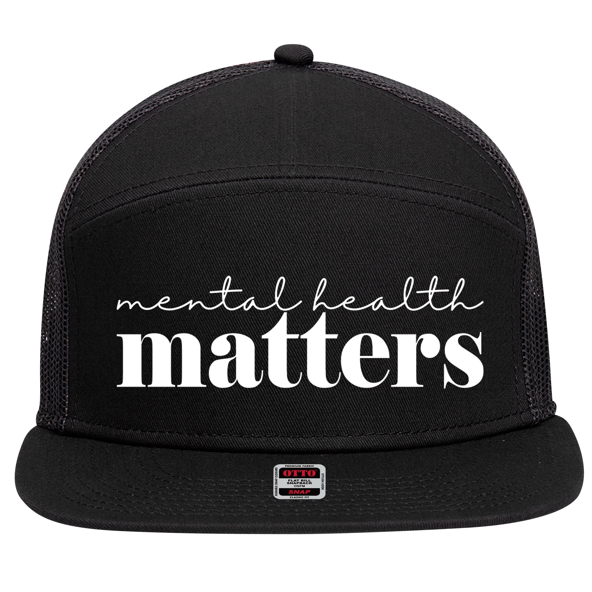 Mental Health Matters Awareness 7 Panel Mesh Trucker Snapback Hat
