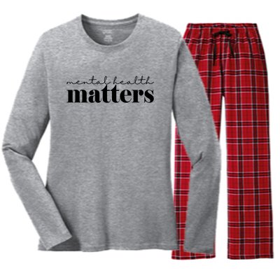 Mental Health Matters Awareness Women's Long Sleeve Flannel Pajama Set 