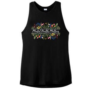 Mental Health Matters Floral Wildflowers Ladies PosiCharge Tri-Blend Wicking Tank