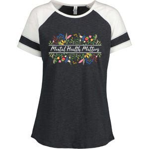 Mental Health Matters Floral Wildflowers Enza Ladies Jersey Colorblock Tee