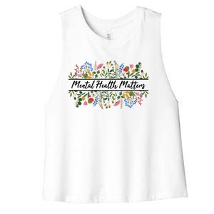 Mental Health Matters Floral Wildflowers Women's Racerback Cropped Tank