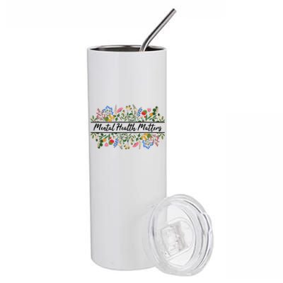 Mental Health Matters Floral Wildflowers Stainless Steel Tumbler