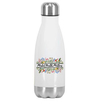 Mental Health Matters Floral Wildflowers Stainless Steel Insulated Water Bottle