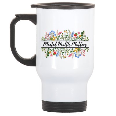 Mental Health Matters Floral Wildflowers Stainless Steel Travel Mug