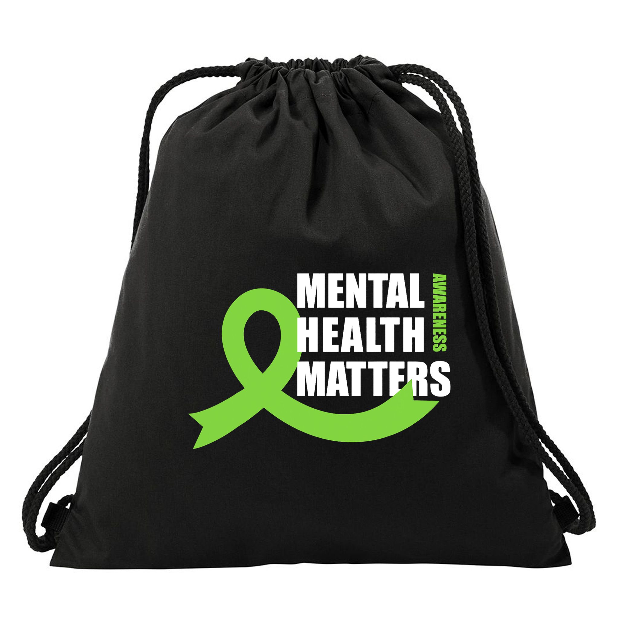 Mental Health Matters Quotes Health Awareness End The Stigma Drawstring Bag