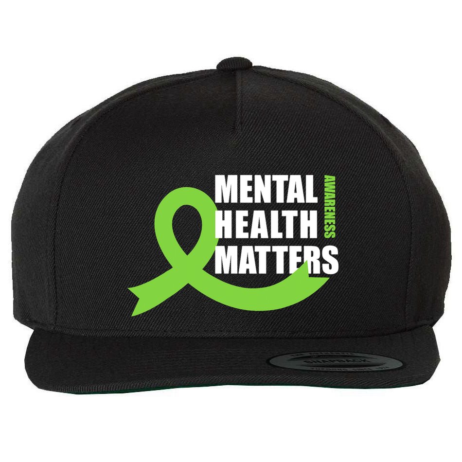 Mental Health Matters Quotes Health Awareness End The Stigma Wool Snapback Cap