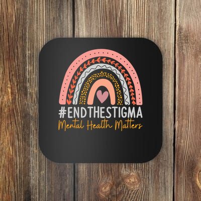 Mental Health Matters End The Stigma Rainbow Boho Coaster