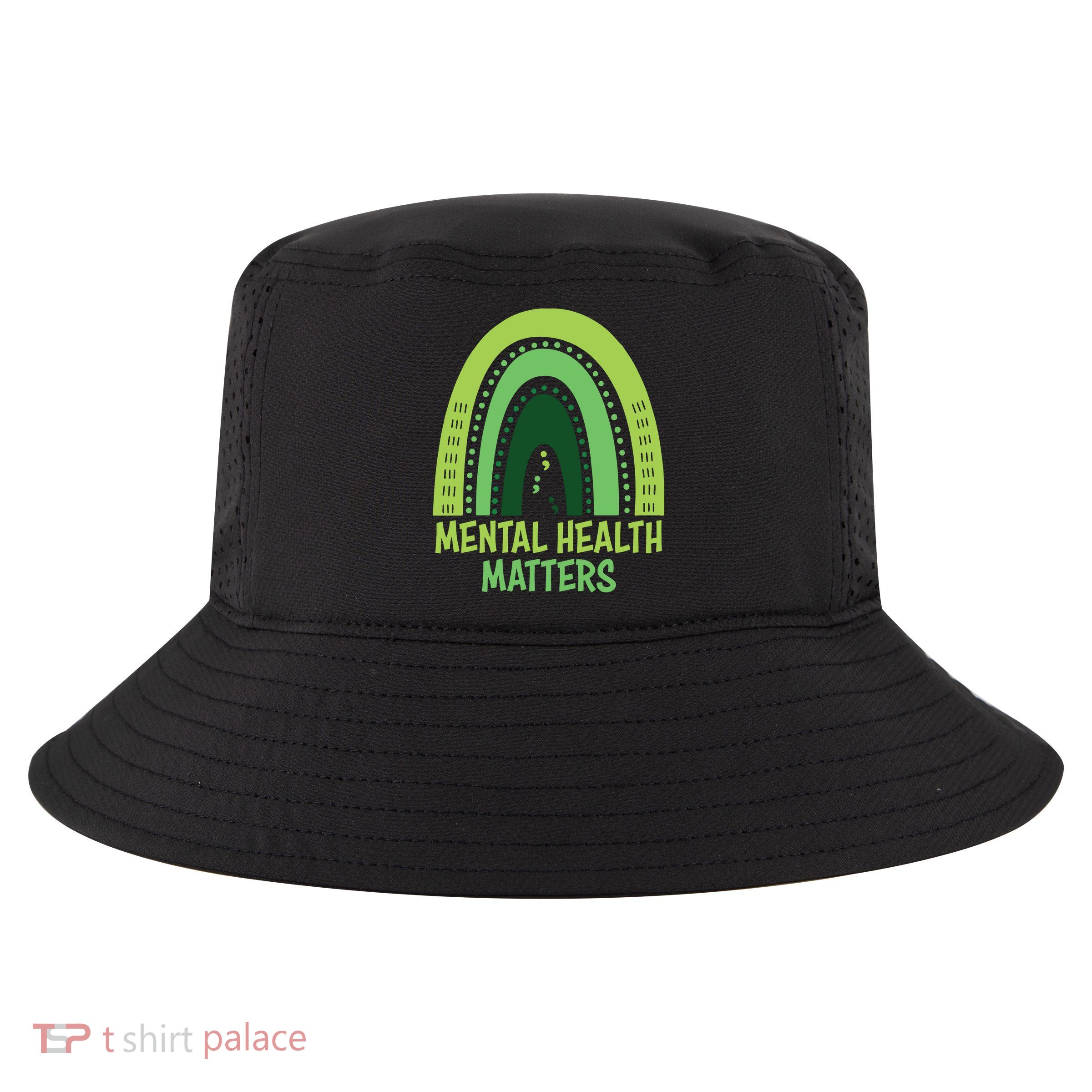 Mental Health Matters Green Rainbow Cool Comfort Performance Bucket Hat