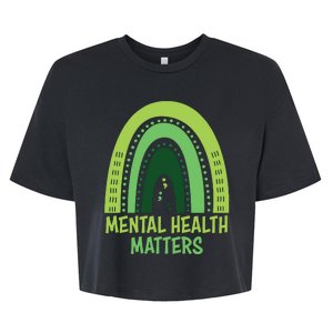 Mental Health Matters Green Rainbow Bella+Canvas Jersey Crop Tee