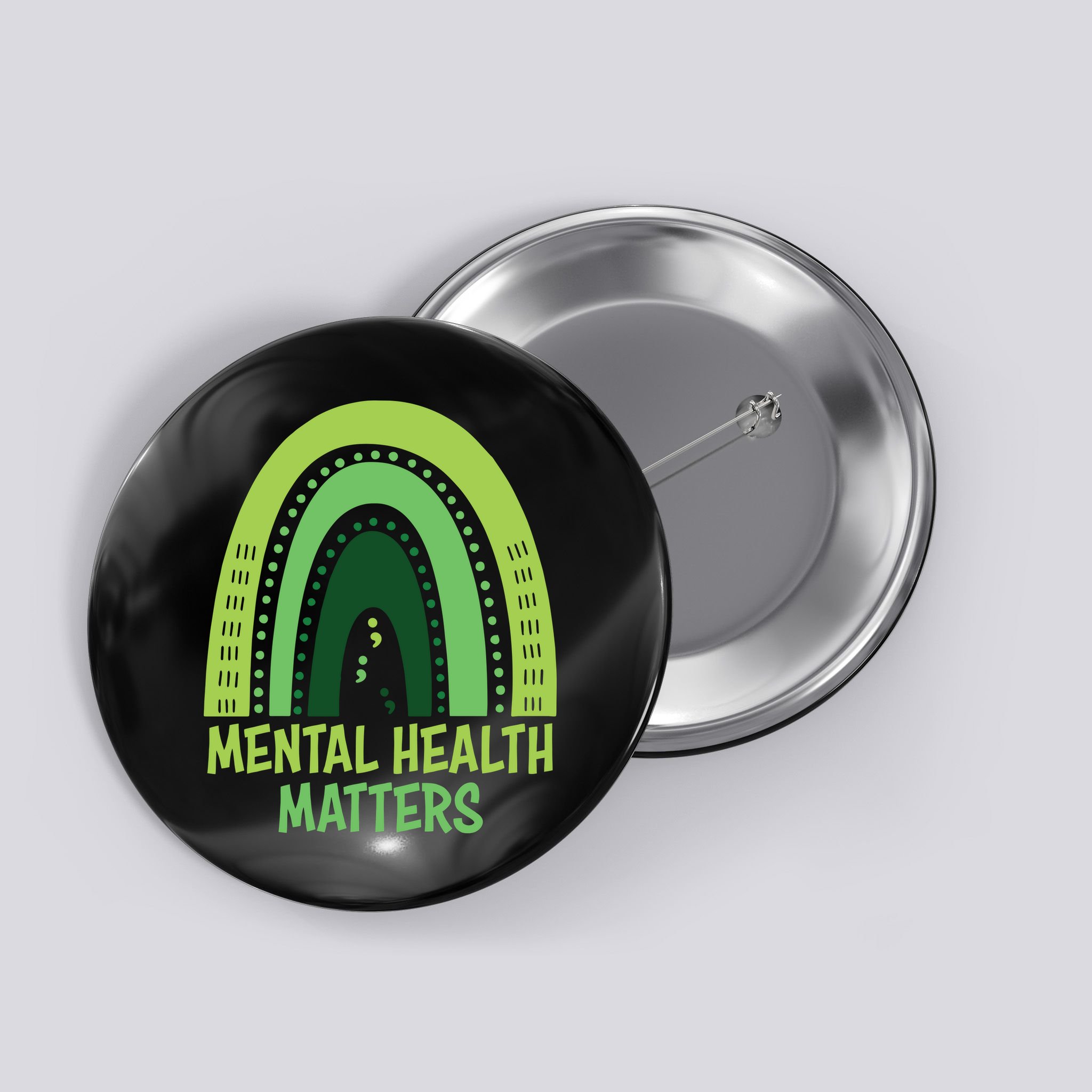 Mental Health Matters Green Rainbow Button