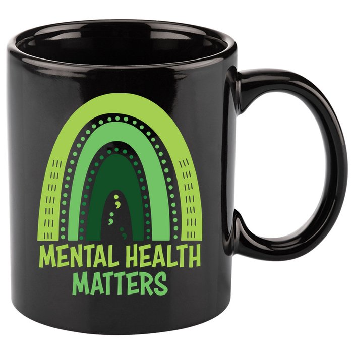 Mental Health Matters Green Rainbow 11oz C Handle Ceramic Mug