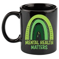 Mental Health Matters Green Rainbow 11oz C Handle Ceramic Mug