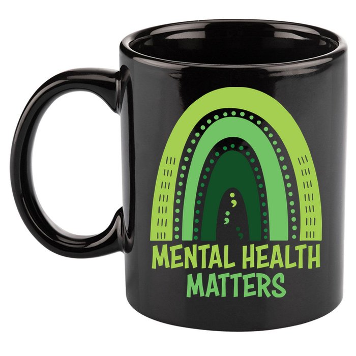Mental Health Matters Green Rainbow 11oz C Handle Ceramic Mug
