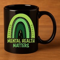 Mental Health Matters Green Rainbow 11oz C Handle Ceramic Mug