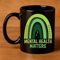 Mental Health Matters Green Rainbow 11oz C Handle Ceramic Mug