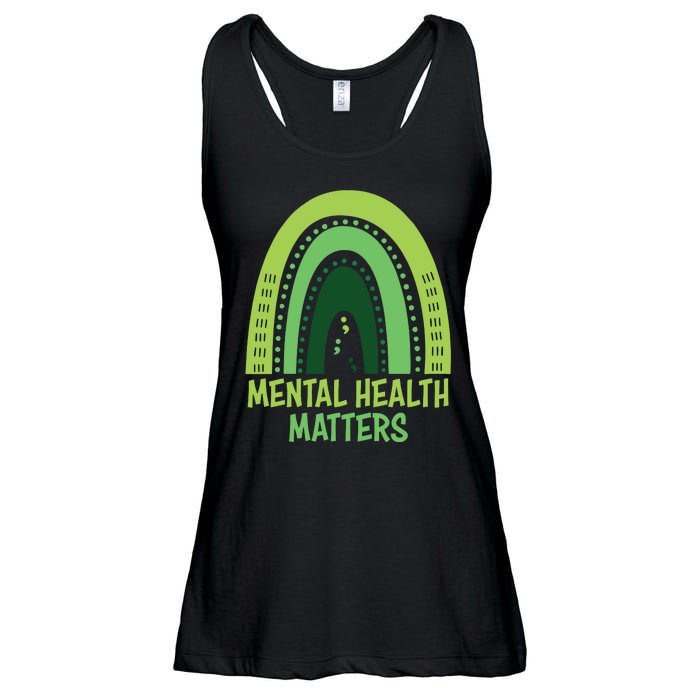 Mental Health Matters Green Rainbow Ladies Essential Flowy Tank