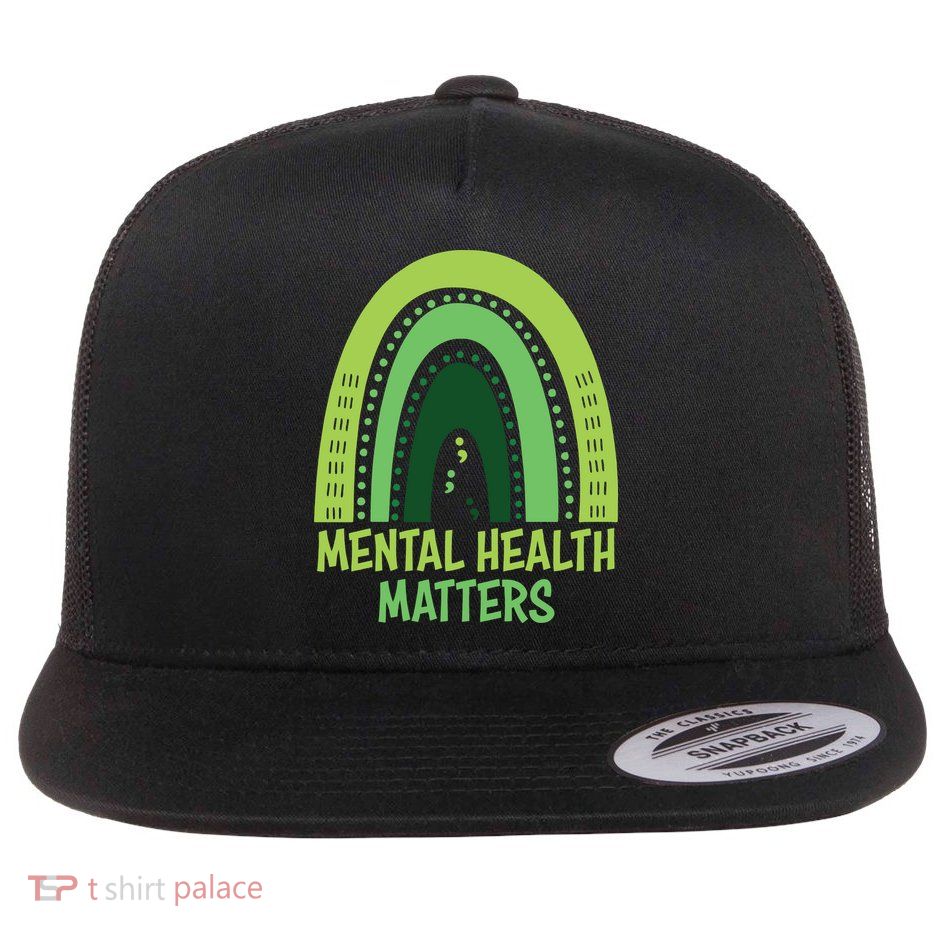 Mental Health Matters Green Rainbow Flatbill Hat