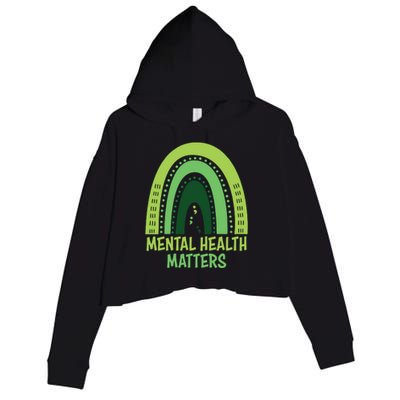 Mental Health Matters Green Rainbow Crop Fleece Hoodie