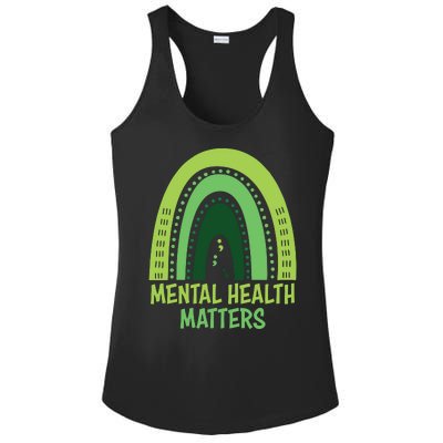 Mental Health Matters Green Rainbow Ladies PosiCharge Competitor Racerback Tank