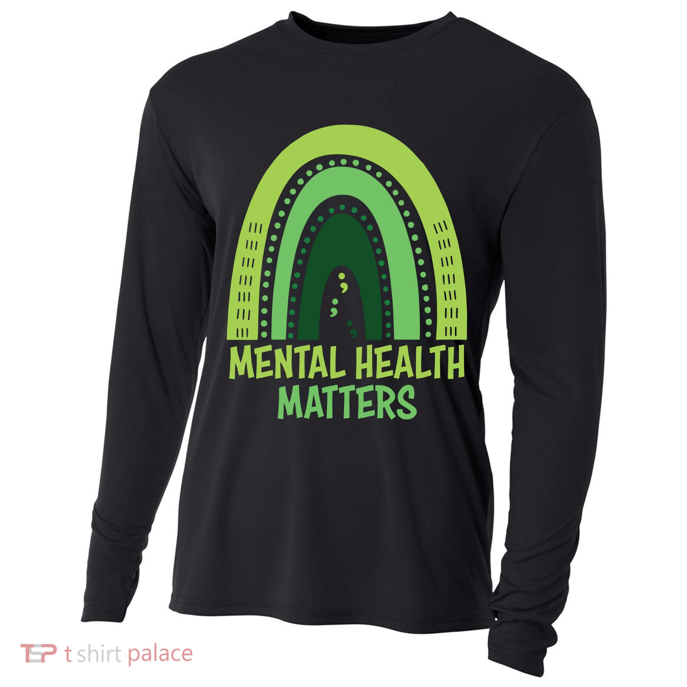 Mental Health Matters Green Rainbow Cooling Performance Long Sleeve Crew