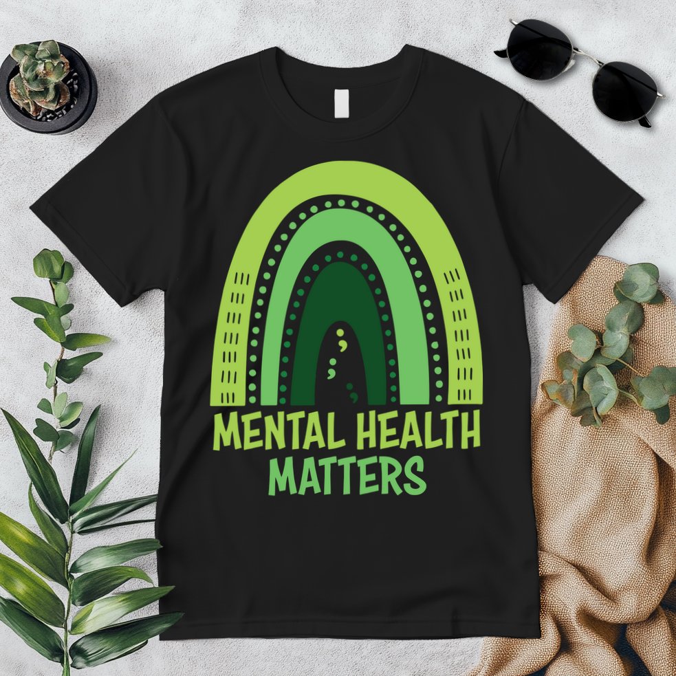Mental Health Matters Green Rainbow Premium T-Shirt