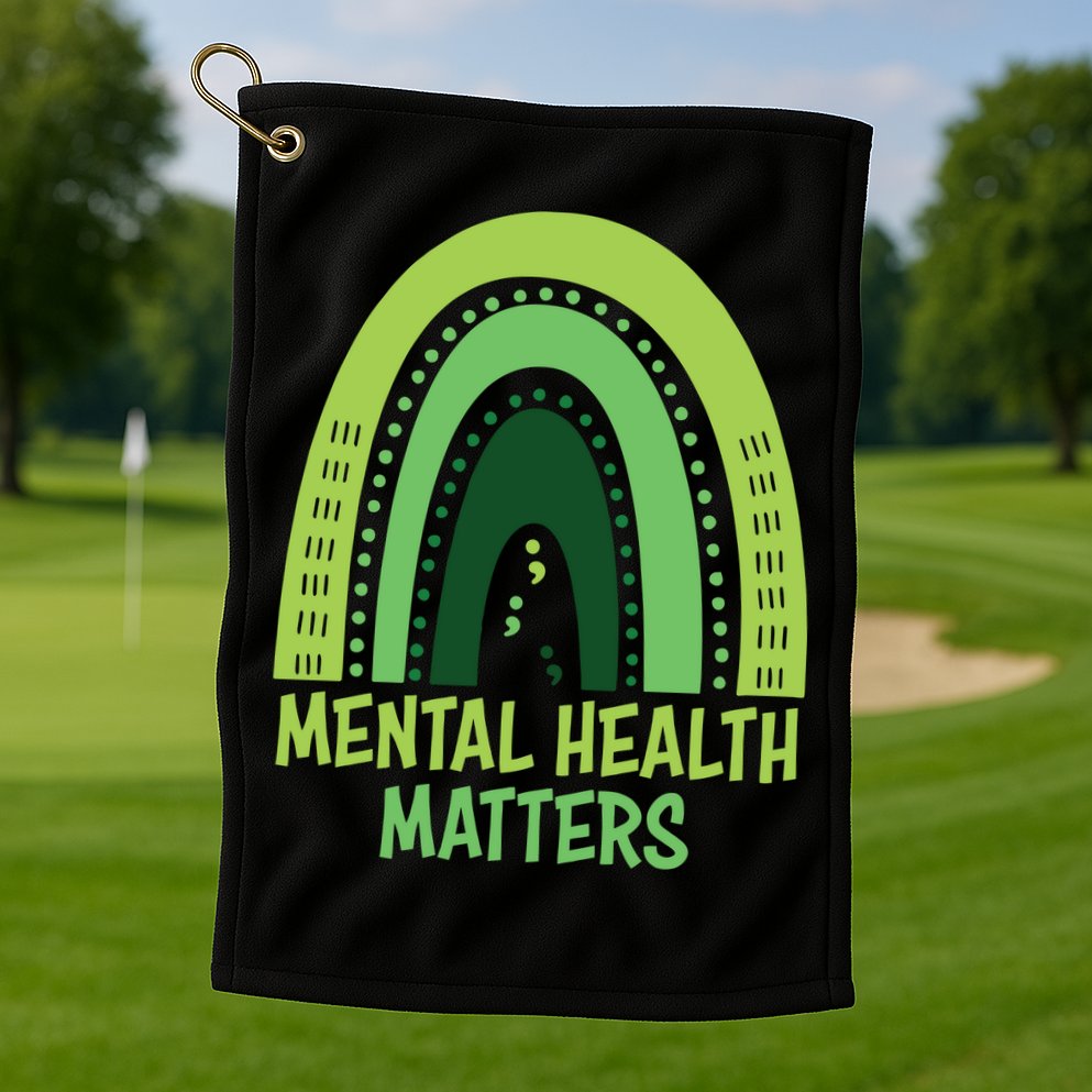 Mental Health Matters Green Rainbow Golf Towel