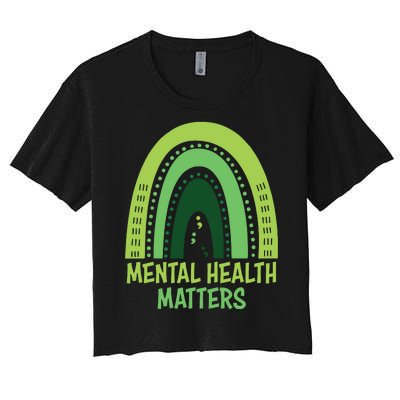 Mental Health Matters Green Rainbow Women's Crop Top Tee