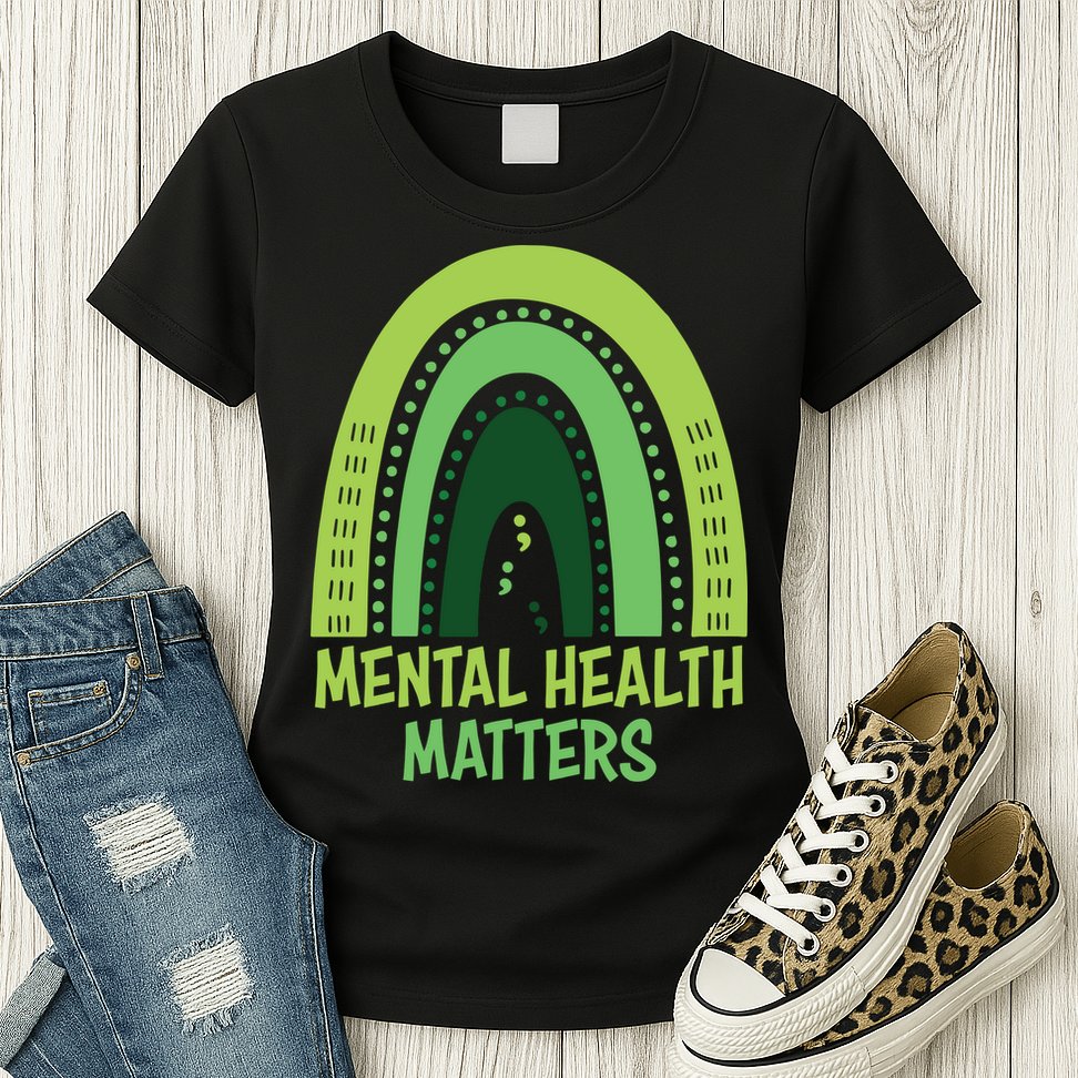 Mental Health Matters Green Rainbow Womens T-Shirt