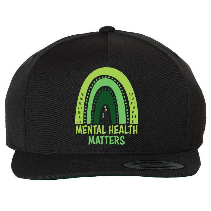 Mental Health Matters Green Rainbow Wool Snapback Cap