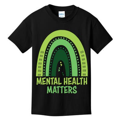 Mental Health Matters Green Rainbow Kids T-Shirt