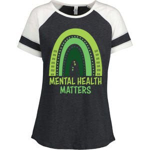 Mental Health Matters Green Rainbow Enza Ladies Jersey Colorblock Tee