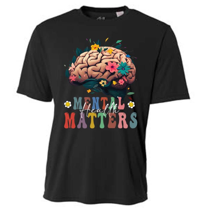 Mental Health Matters Brain Illness Awareness Vintage Groovy Cooling Performance Crew T-Shirt