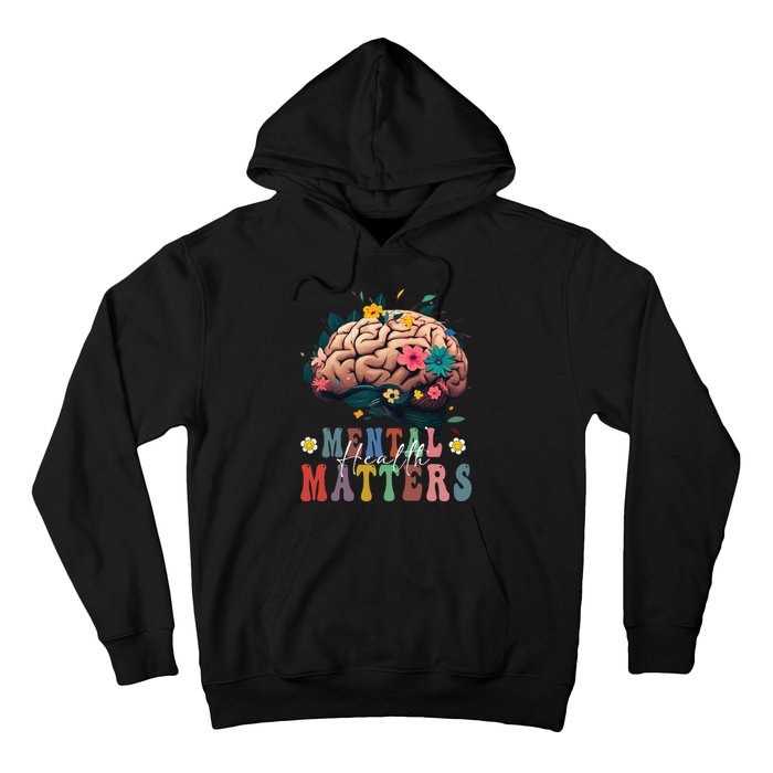 Mental Health Matters Brain Illness Awareness Vintage Groovy Hoodie