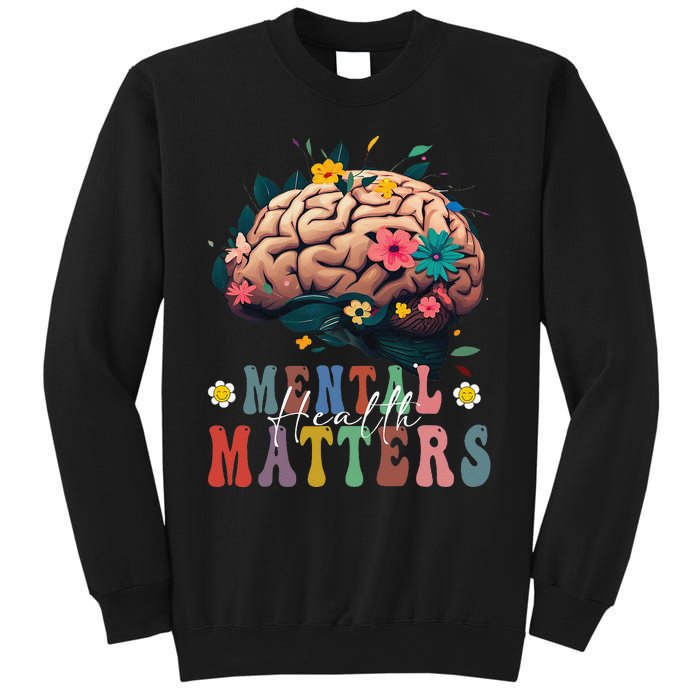 Mental Health Matters Brain Illness Awareness Vintage Groovy Sweatshirt