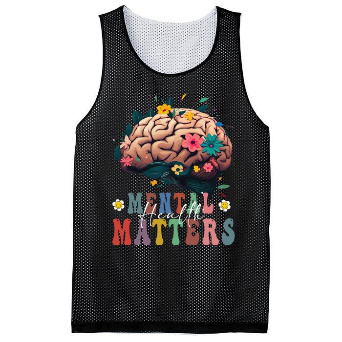 Mental Health Matters Brain Illness Awareness Vintage Groovy Mesh Reversible Basketball Jersey Tank