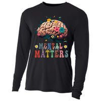 Mental Health Matters Brain Illness Awareness Vintage Groovy Cooling Performance Long Sleeve Crew