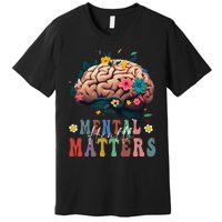 Mental Health Matters Brain Illness Awareness Vintage Groovy Premium T-Shirt