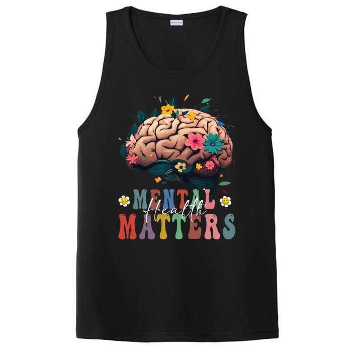 Mental Health Matters Brain Illness Awareness Vintage Groovy PosiCharge Competitor Tank