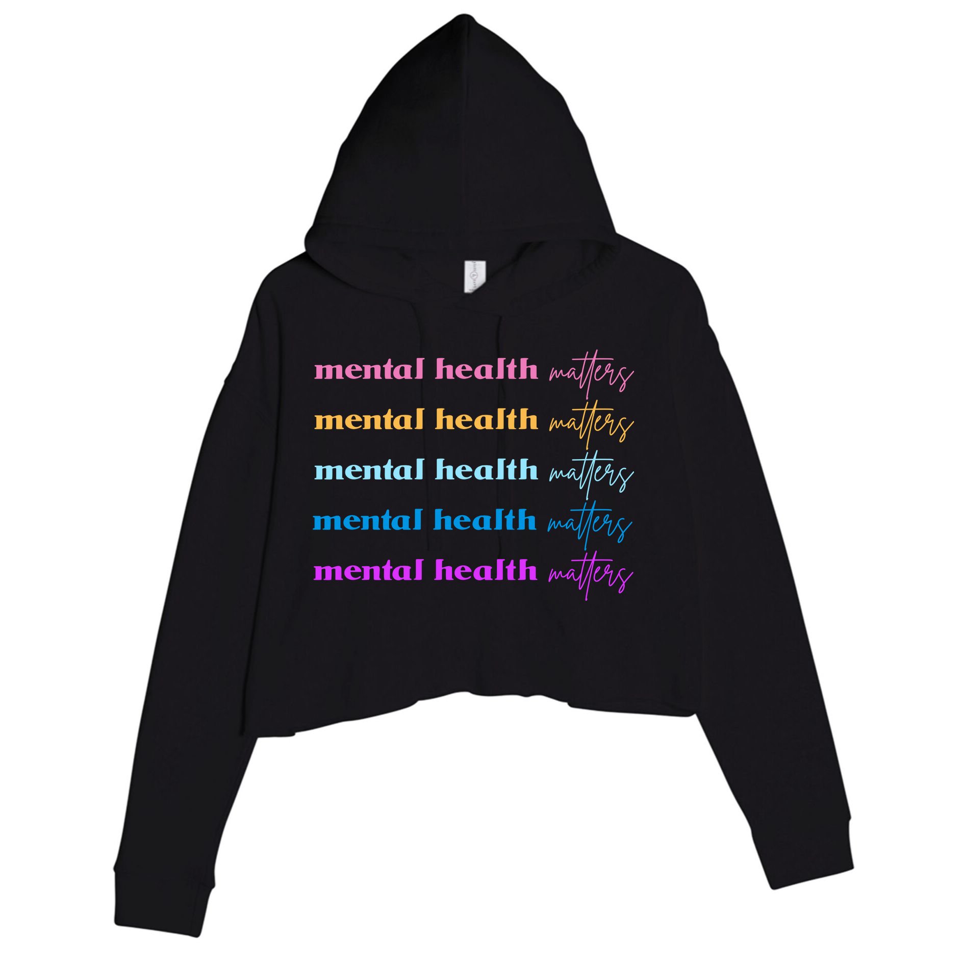 Mental Health Matter Colorful Awareness Crop Fleece Hoodie