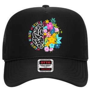 Mental Health Matters Plant Lovers Gardening High Crown Mesh Back Trucker Hat