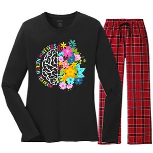 Mental Health Matters Plant Lovers Gardening Women's Long Sleeve Flannel Pajama Set 