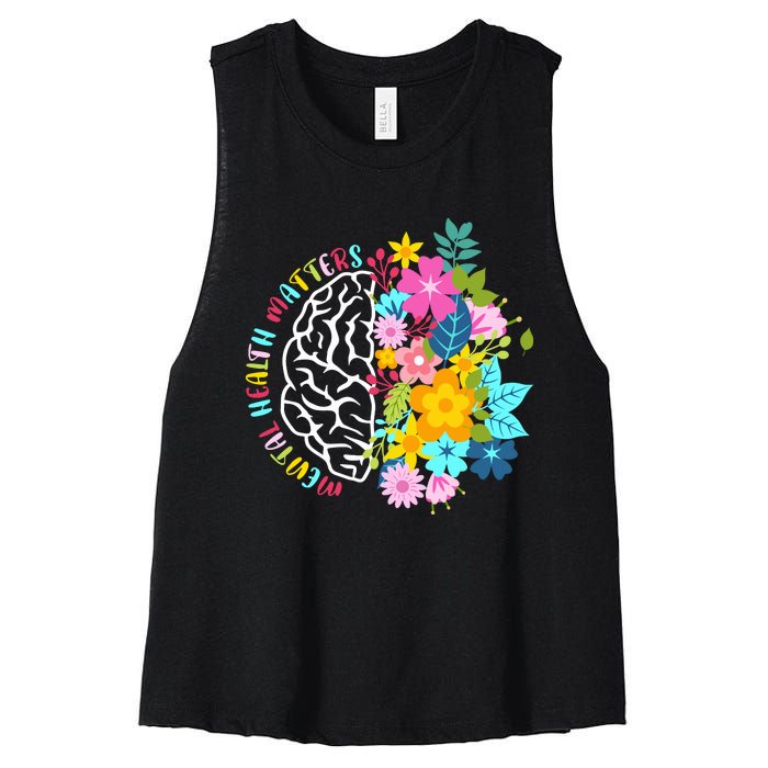 Mental Health Matters Plant Lovers Gardening Women's Racerback Cropped Tank