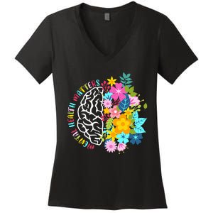 Mental Health Matters Plant Lovers Gardening Women's V-Neck T-Shirt