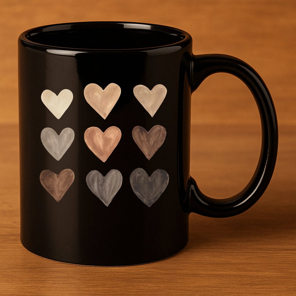Melanin Hearts 11oz C Handle Ceramic Mug
