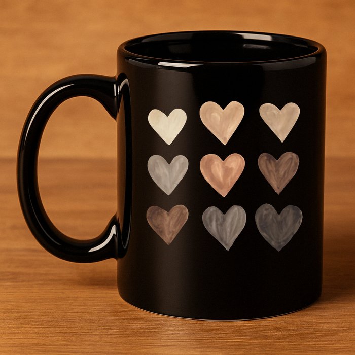 Melanin Hearts 11oz C Handle Ceramic Mug