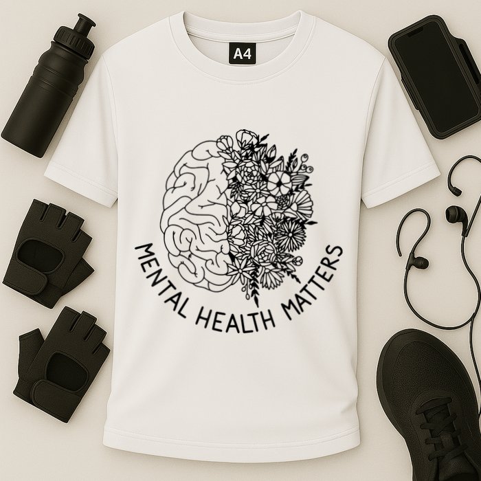 Mental Health Matters Human Brain Illness Awareness Cooling Performance Crew T-Shirt